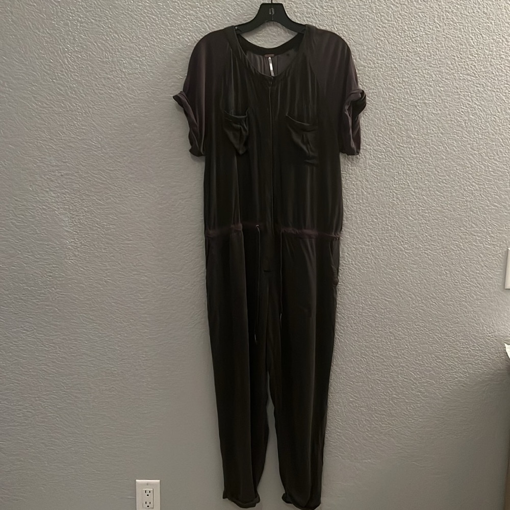 Free People Raving Rayon Utility Romper Washed Black Jumpsuit Size Small - Picture 3 of 8